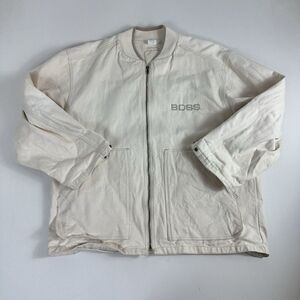 Vintage BOSS Canvas Chore Jacket Coat Mens XL Y2K Cotton Workwear Hiphop‎ Beige